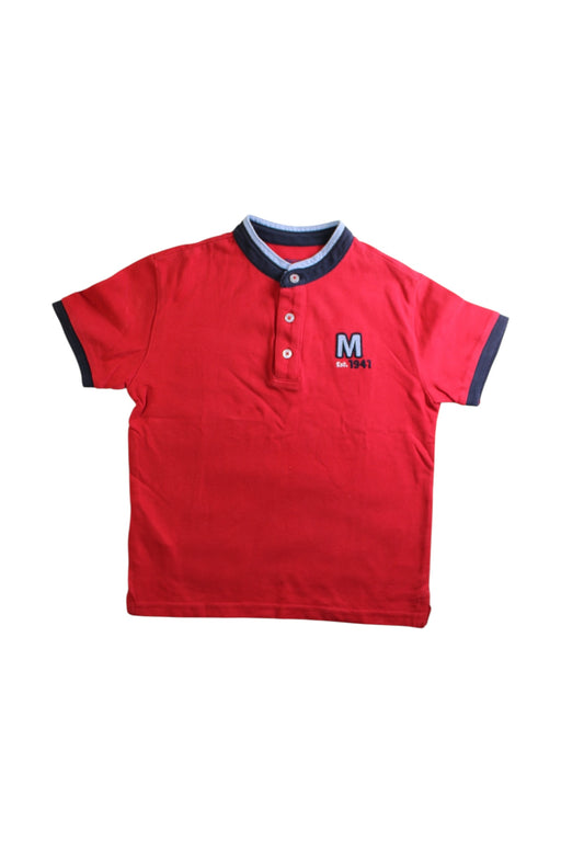 A Red Short Sleeve Polos from Mayoral in size 6T for boy. (Front View)