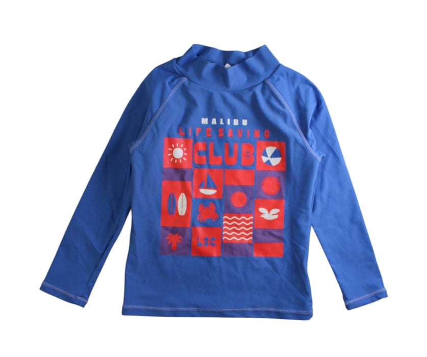 A Blue Rash Guards from Seed in size 4T for boy. (Front View)