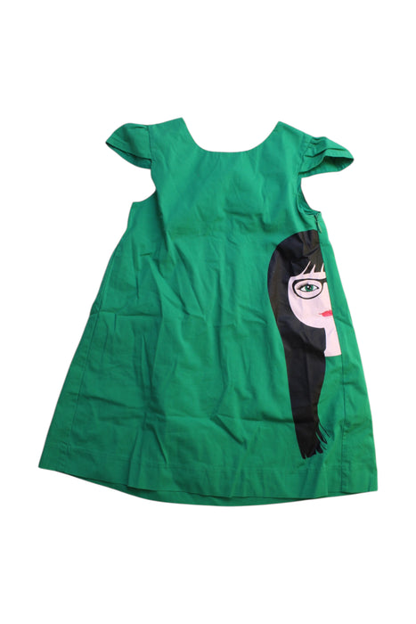 A Green Sleeveless Dresses from Naf Naf Enfant in size 4T for girl. (Front View)