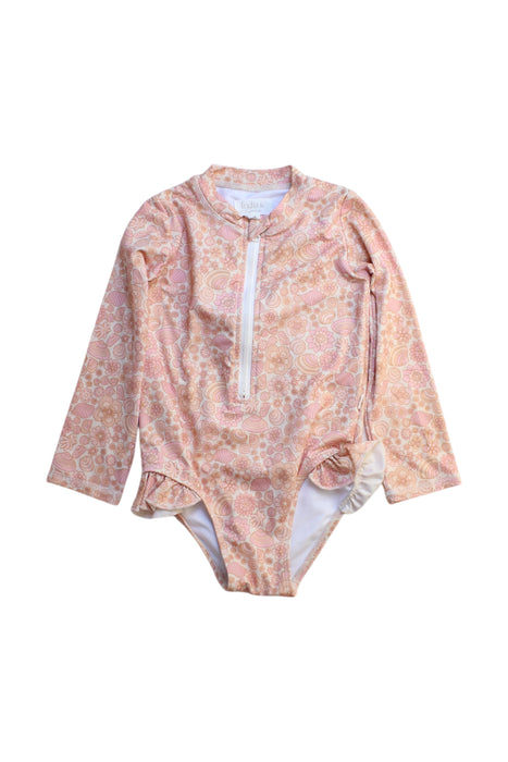 A Peach Rash Guards from India & Grace in size 4T for girl. (Front View)