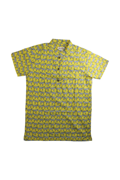 A Yellow Short Sleeve Shirts from Chouchou Chic in size 14Y for boy. (Front View)