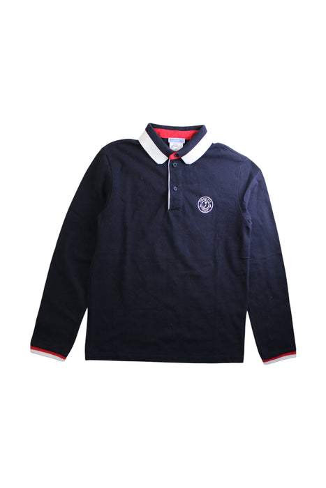 A Navy Long Sleeve Polos from Jacadi in size 12Y for boy. (Front View)