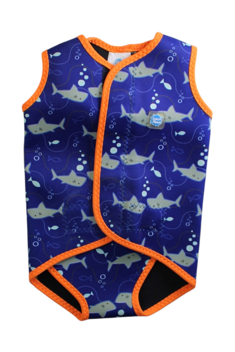 A Blue Floatsuits from Splash About in size 18-24M for boy. (Front View)