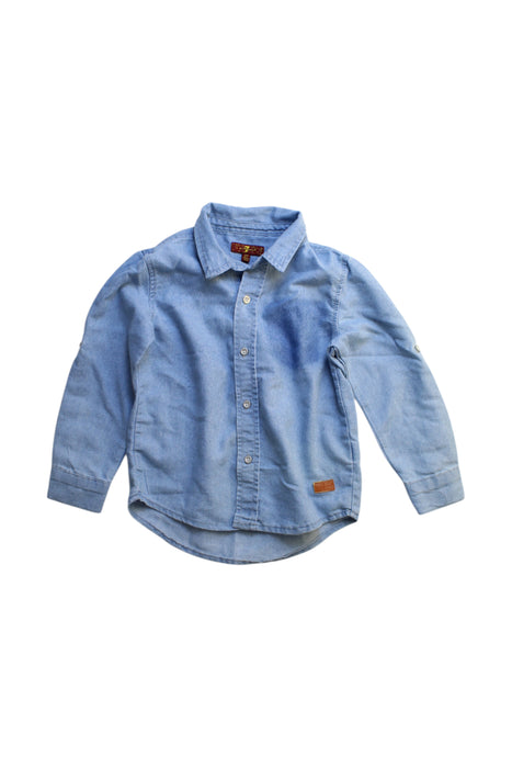 A Blue Long Sleeve Shirts from 7 For All Mankind in size 3T for boy. (Front View)