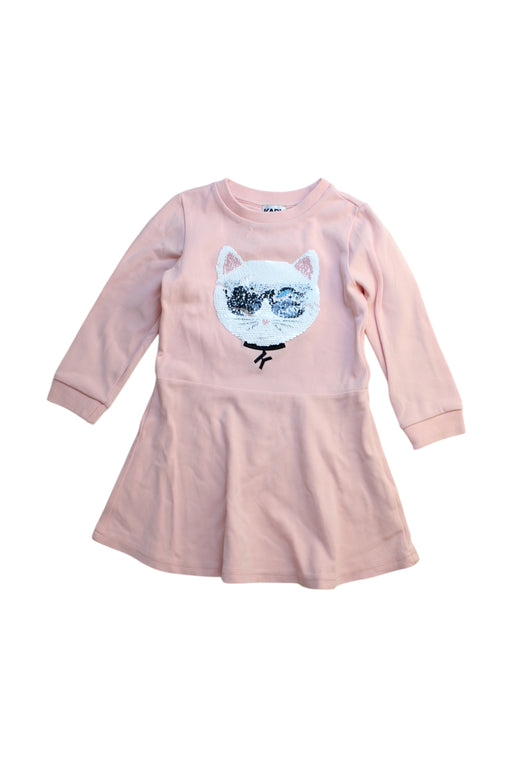 A Pink Long Sleeve Dresses from Karl Lagerfeld in size 3T for girl. (Front View)