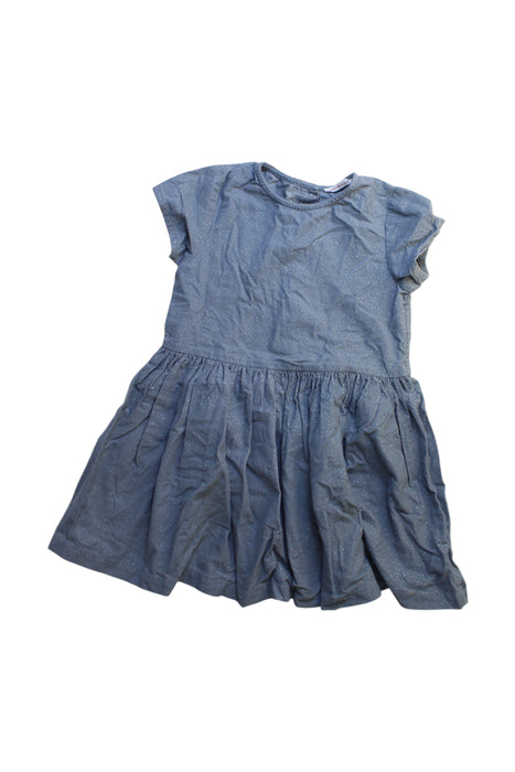 A Blue Short Sleeve Dresses from Monoprix in size 5T for girl. (Front View)