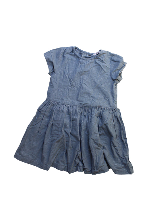 A Blue Short Sleeve Dresses from Monoprix in size 5T for girl. (Front View)