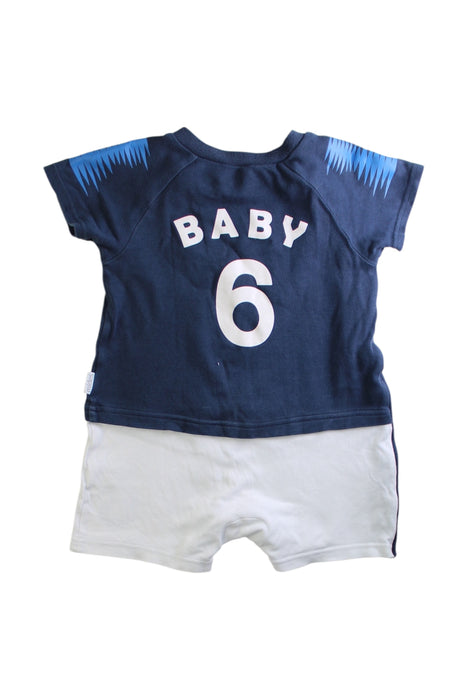 A White Short Sleeve Rompers from Mides in size 12-18M for boy. (Back View)