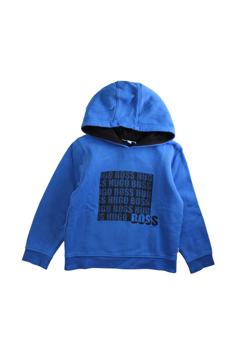 A Blue Hooded Sweatshirts from Boss in size 5T for boy. (Front View)