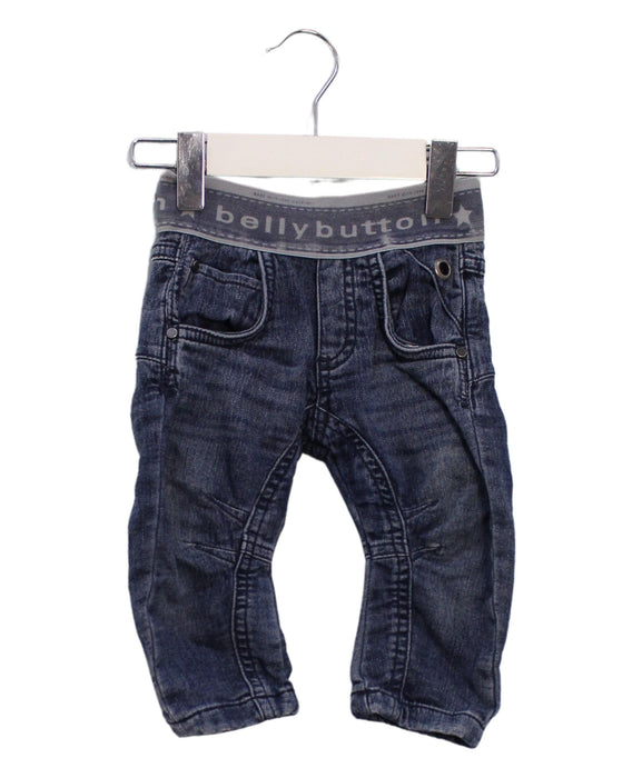 A Blue Jeans from bellybutton in size 3-6M for boy. (Front View)