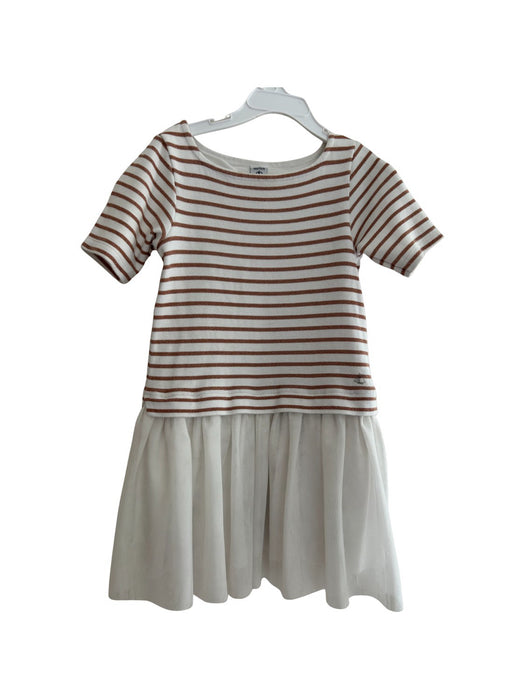 A White Short Sleeve Dresses from Petit Bateau in size 6T for girl. (Front View)