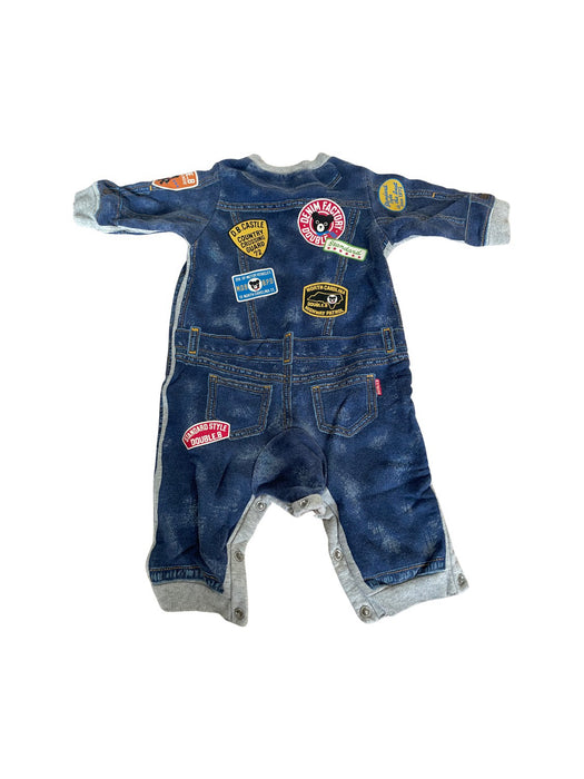 A Blue Long Sleeve Rompers from Double B Mikihouse in size 6-12M for neutral. (Back View)