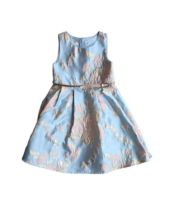 A Blue Sleeveless Dresses from Monsoon in size 5T for girl. (Front View)