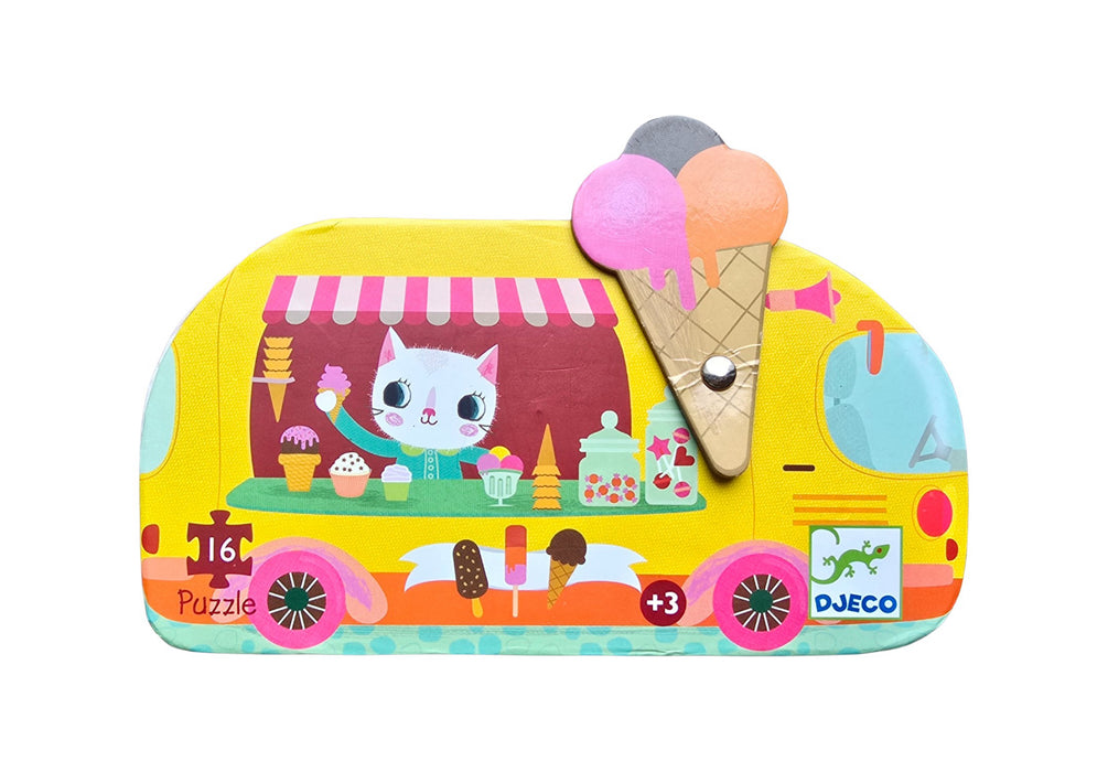A Yellow Board Games & Puzzles from Djeco in size 3T for neutral. (Front View)