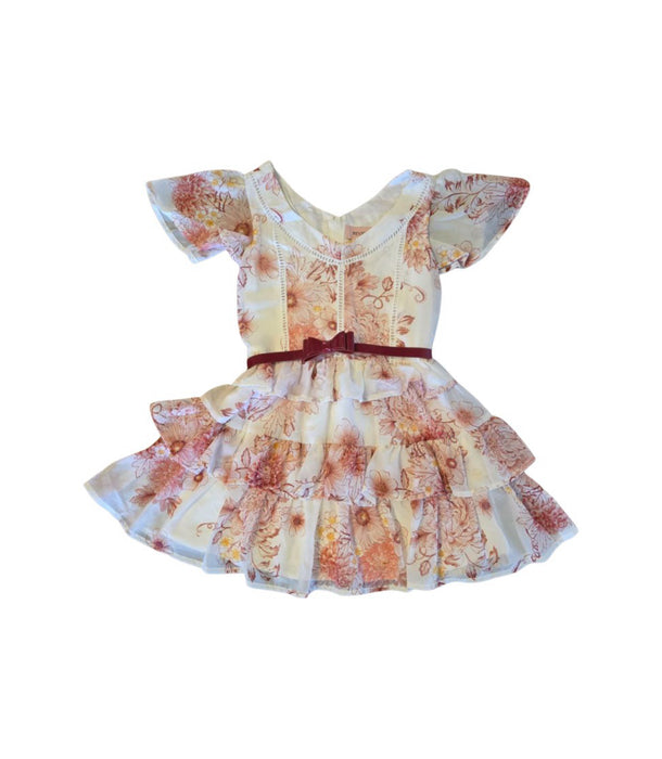A Ivory Short Sleeve Dresses from Review in size 6T for girl. (Front View)