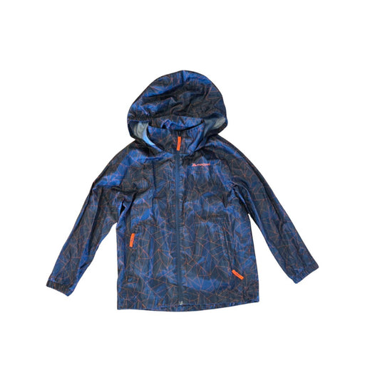 A Blue Rain Jackets from Macpac in size 6T for neutral. (Front View)