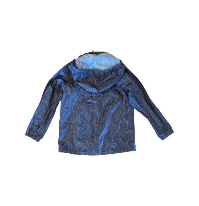 A Blue Rain Jackets from Macpac in size 6T for neutral. (Back View)