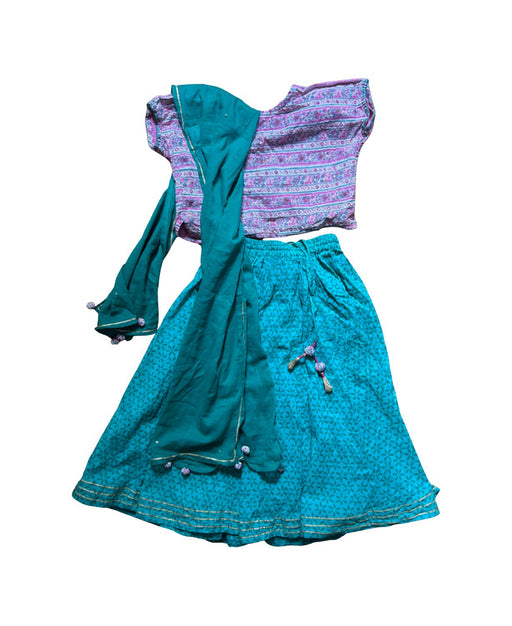 A Teal Dress Sets from Fabindia in size 4T for girl. (Front View)