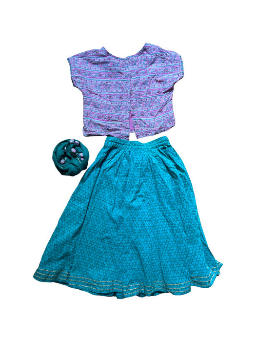 A Teal Dress Sets from Fabindia in size 4T for girl. (Back View)