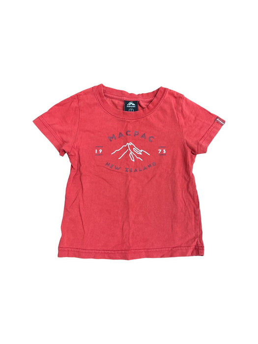 A Red Short Sleeve T Shirts from Macpac in size 2T for neutral. (Front View)