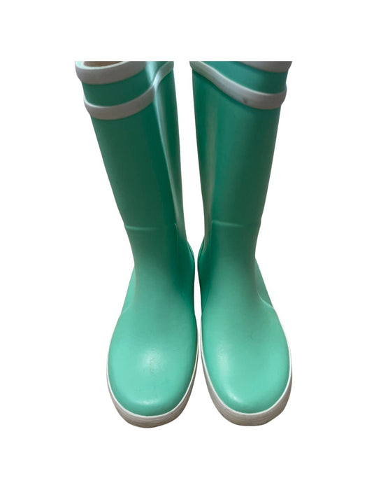 A Teal Rain Boots from Aigle in size 6T for neutral. (Front View)