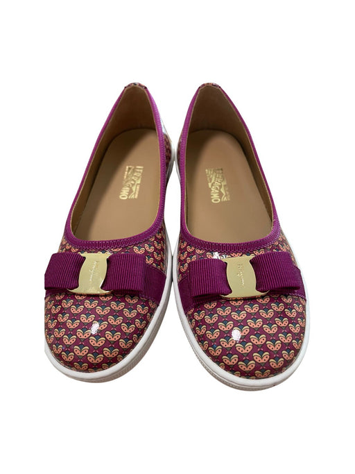 A Purple Flats from Salvatore Ferragamo in size 7Y for girl. (Front View)