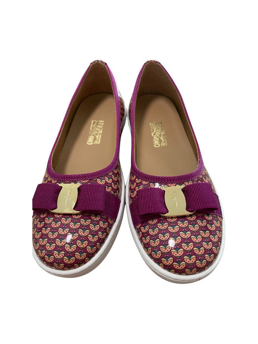 A Purple Flats from Salvatore Ferragamo in size 7Y for girl. (Front View)
