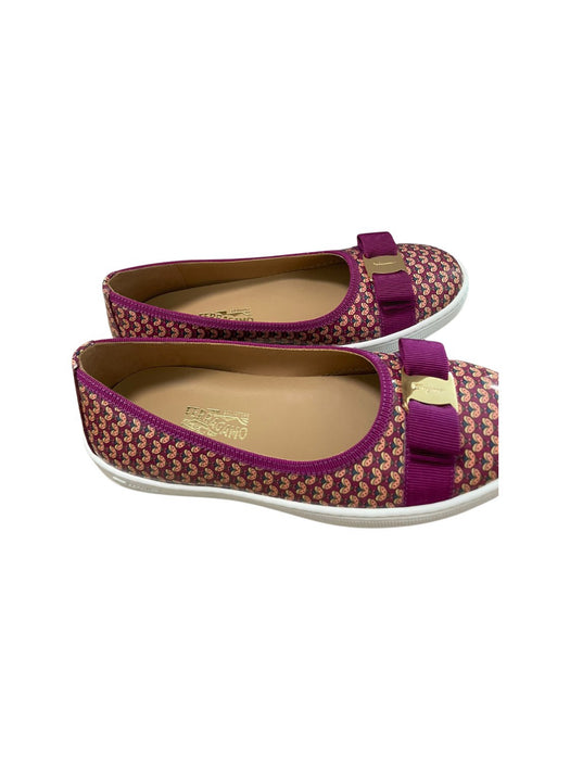 A Purple Flats from Salvatore Ferragamo in size 7Y for girl. (Back View)