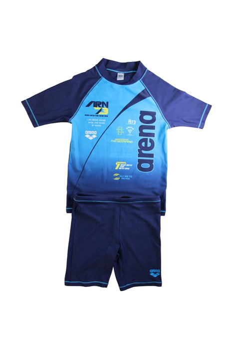 A Blue Rash Guards from Arena in size 10Y for boy. (Front View)