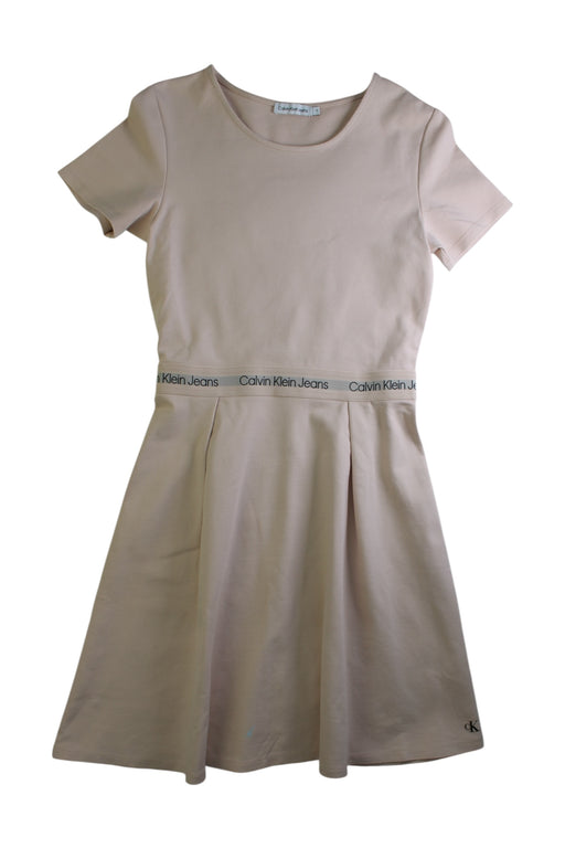 A Beige Short Sleeve Dresses from Calvin Klein in size 14Y for girl. (Front View)