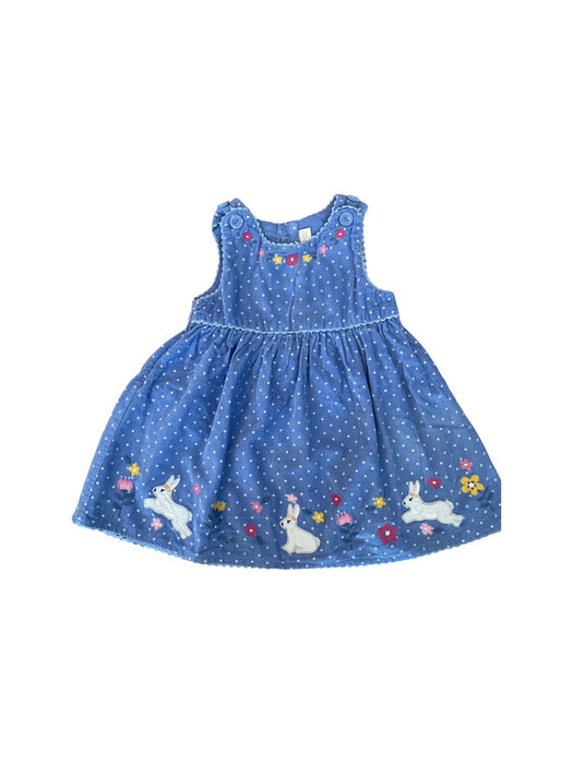 A Blue Overall Dresses from Jojo Maman Bébé in size 12-18M for girl. (Front View)