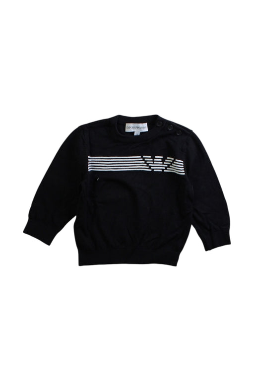 A Black Crewneck Sweatshirts from Emporio Armani in size 3-6M for boy. (Front View)