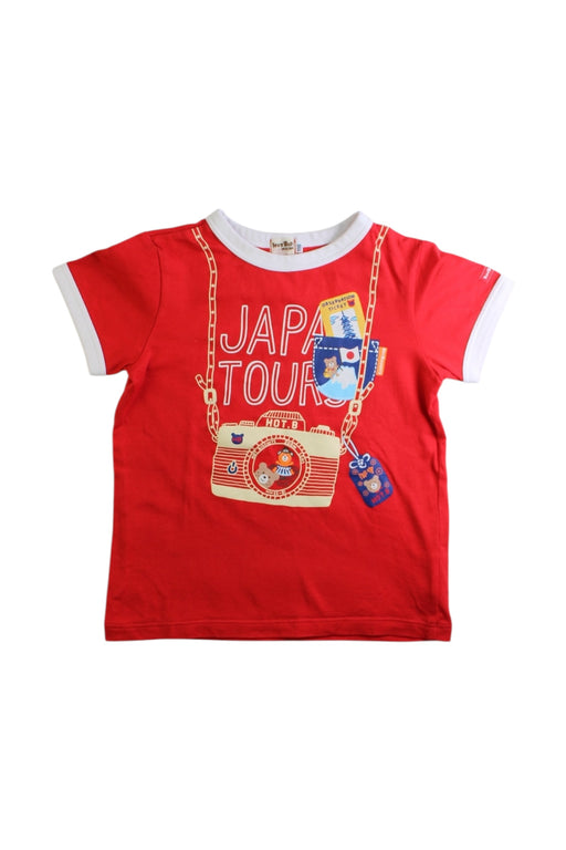 A Red Short Sleeve T Shirts from Hot Biscuits Mikihouse in size 4T for girl. (Front View)