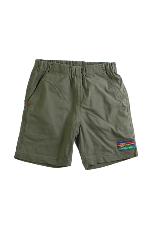 A Green Shorts from Hot Biscuits Mikihouse in size 2T for boy. (Front View)
