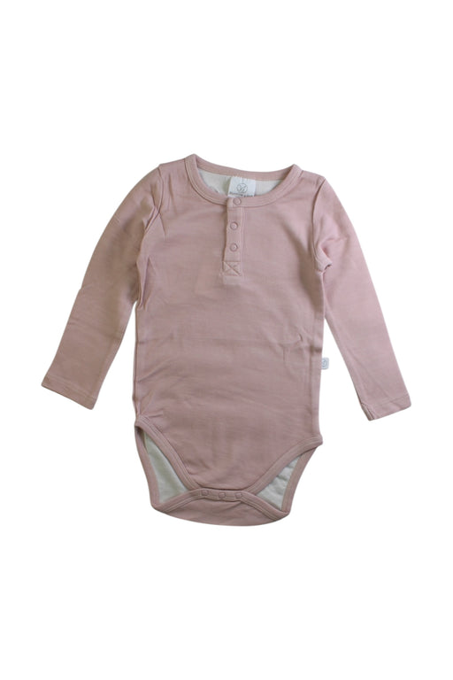 A Pink Long Sleeve Bodysuits from Burrow & Be in size 12-18M for girl. (Front View)