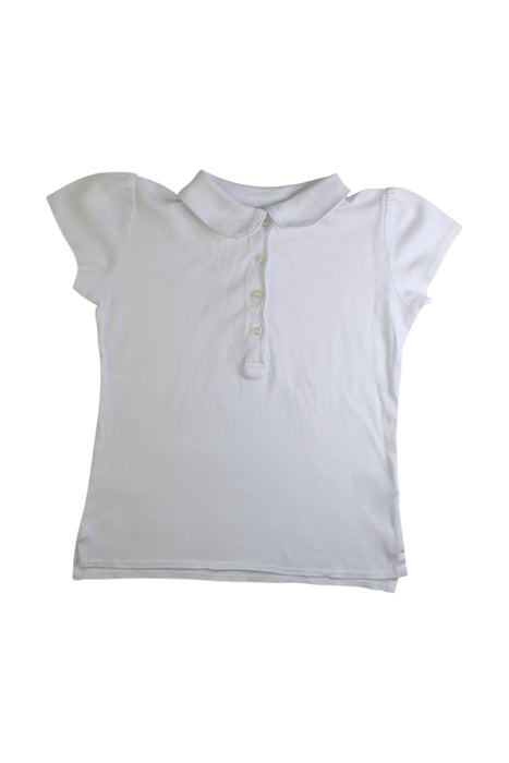 A White Short Sleeve Polos from Lands' End in size 5T for girl. (Front View)
