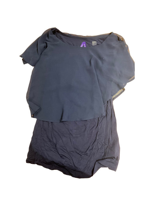 A Blue Short Sleeve Tops from Seraphine in size S for maternity. (Front View)