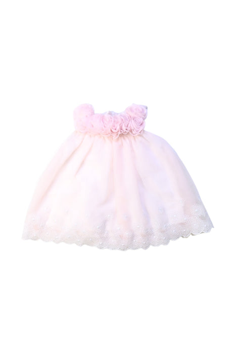 A Pink Sleeveless Dresses from Miniclasix in size 3-6M for girl. (Front View)