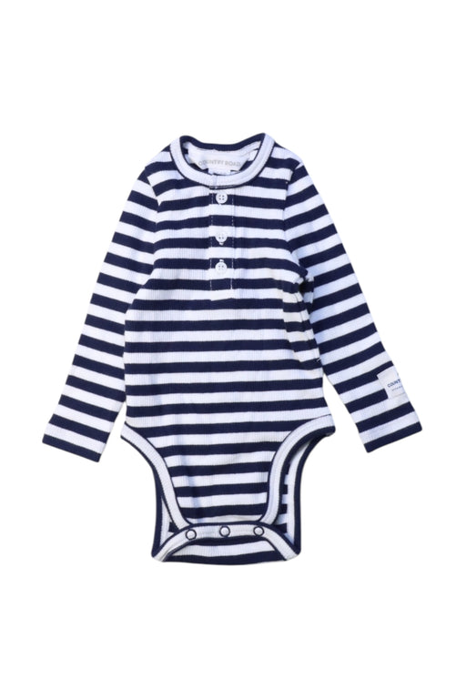 A Navy Long Sleeve Bodysuits from Country Road in size Newborn for neutral. (Front View)
