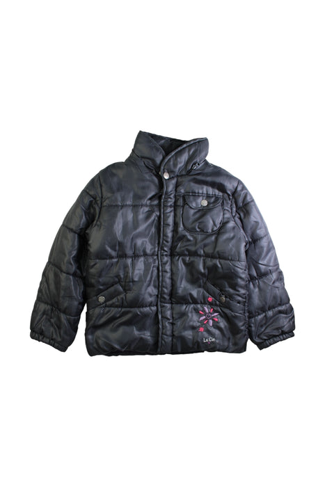 A Black Puffer/Quilted Jackets from La Compagnie des Petits in size 6T for girl. (Front View)