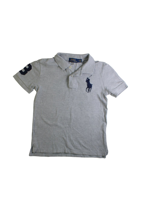 A Grey Short Sleeve Polos from Polo Ralph Lauren in size 6T for boy. (Front View)