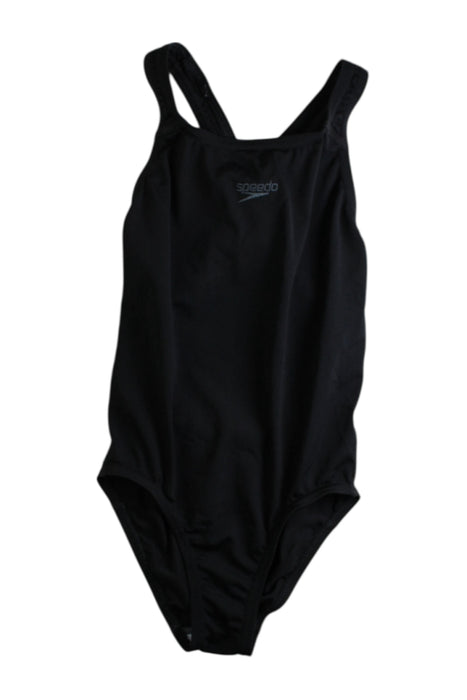 A Black Swimsuits from Speedo in size 7Y for girl. (Front View)