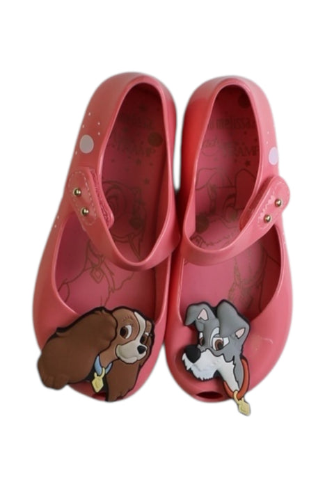 A Pink Flats from Mini Melissa in size 4T for girl. (Back View)