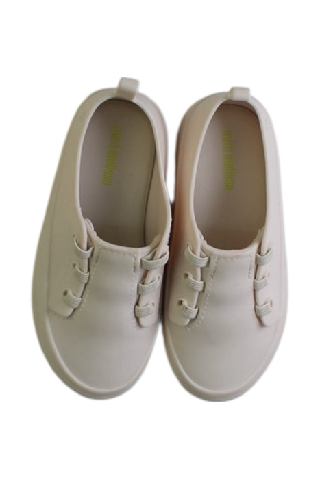 A White Sneakers from Mini Melissa in size 3T for boy. (Back View)