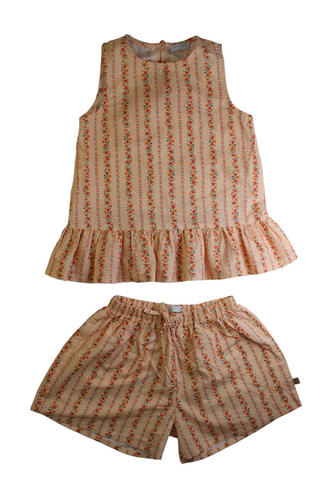A Peach Shorts Sets from Laranjinha in size 8Y for girl. (Front View)
