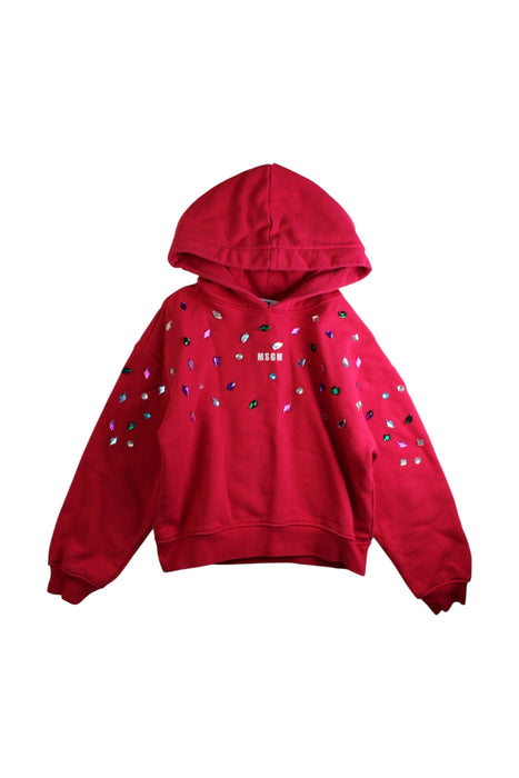 A Red Hooded Sweatshirts from MSGM in size 8Y for girl. (Front View)