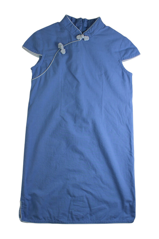 A Blue Short Sleeve Dresses from Little Valley in size 7Y for girl. (Front View)