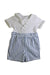 A White Short Sleeve Rompers from Purete du... Bebe in size 2T for boy. (Front View)
