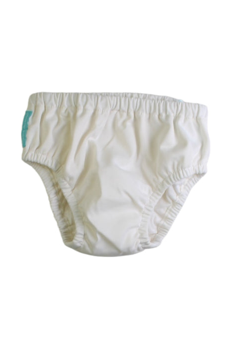 A White Swim Diapers from Charlie Banana in size 6-12M for boy. (Front View)