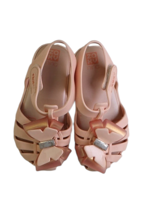 A Pink Sandals from Zaxy in size 3T for girl. (Back View)